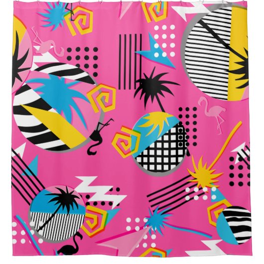 Spaß hell und kühn 80er Nostalgie Muster Duschvorhang (Vorderseite)