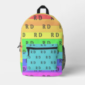 Spaß, Helle Mit Monogramm Regenbogenfarbenstreifen Bedruckter Rucksack (Vorderseite)