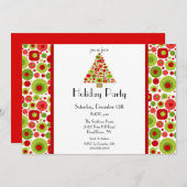 Spaß-helle Weihnachtsbaum-Feiertags-Party Einladung (Vorne/Hinten)