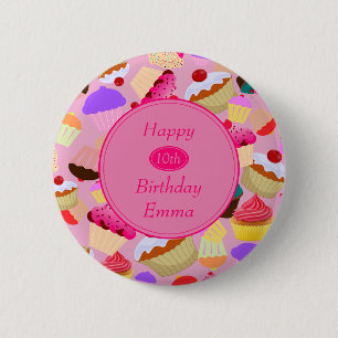 Spaß, heller rosa kleiner Kuchen irgendein Button
