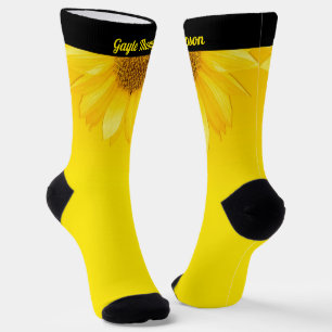 Spaß Hellgelbe Sonnenblume mit Personalisiertem Na Socken