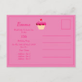 Spaß, hellrosa Cupcake zum Geburtstag Einladung (Rückseite)