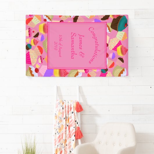 Spaß, hellrosa Kuchen - Hochzeit Banner (Insitu)