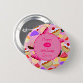 Spaß, hellrosa Kuchen jeden Geburtstag Button (Vorne & Hinten)