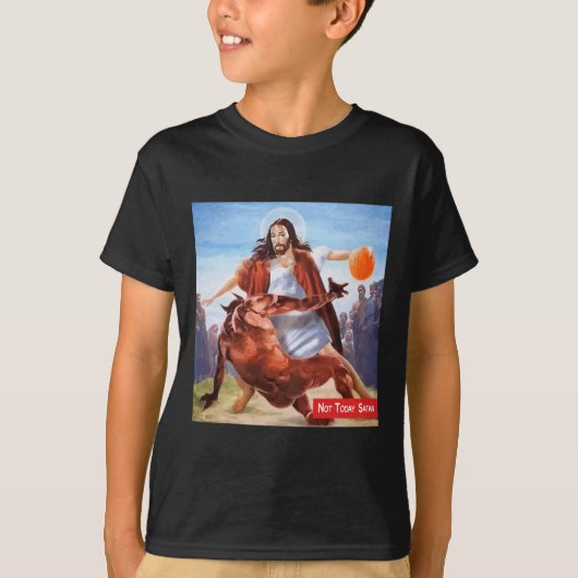 Spaß heute nicht Satan Jesus Crossover Basketball T-Shirt (Vorderseite)