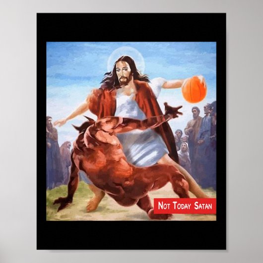 Spaß heute nicht Satan Jesus Crossover Bysketbyll Poster (Vorne)