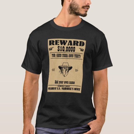 Spaß hinzufügen IHR GESICHT, TEXT Cowboy gewollt P T-Shirt (Vorderseite)