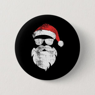 Spaß Hipster Santa Face mit Hutbart und Brille Button