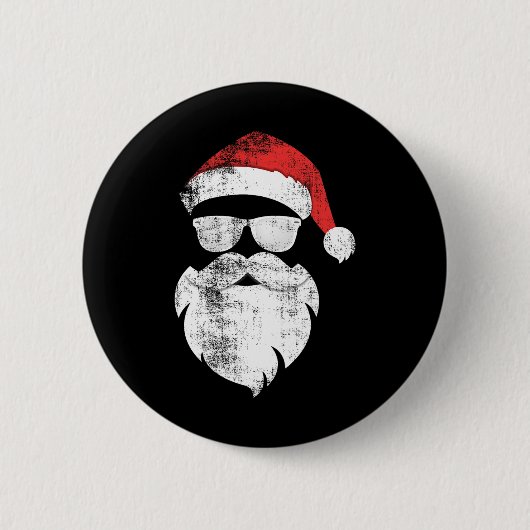 Spaß Hipster Santa Face mit Hutbart und Brille Button (Vorderseite)