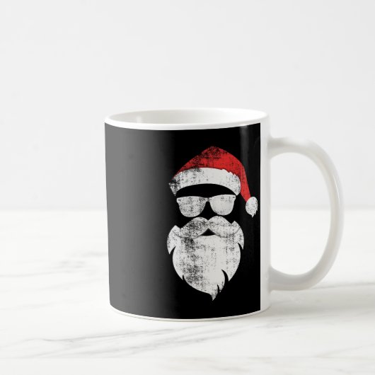 Spaß Hipster Santa Face mit Hutbart und Brille Kaffeetasse (Rechts)