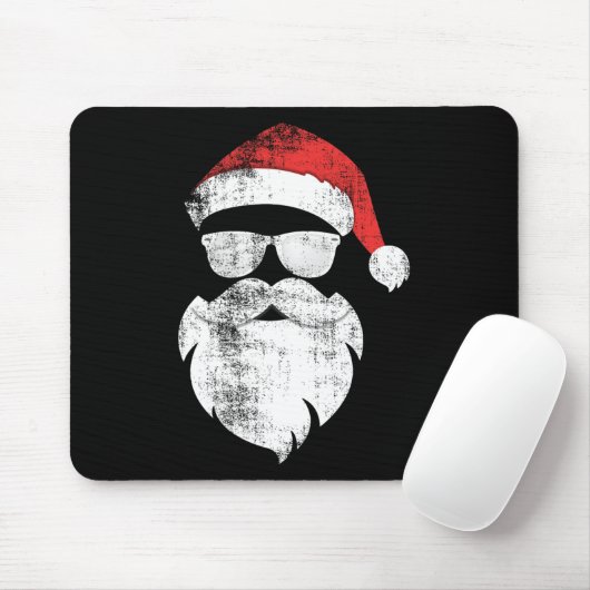 Spaß Hipster Santa Face mit Hutbart und Brille Mousepad (Mit Mouse)