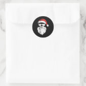 Spaß Hipster Santa Face mit Hutbart und Brille Runder Aufkleber (Tasche)