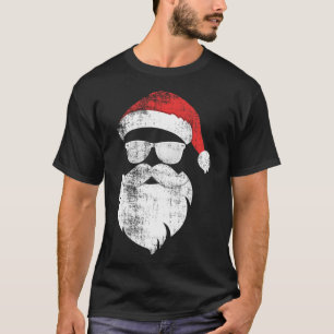 Spaß Hipster Santa Face mit Hutbart und Brille T-Shirt