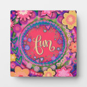 Spaß Hübsch rosa florale Whimsical Inspiration Fotoplatte (Vorderseite)