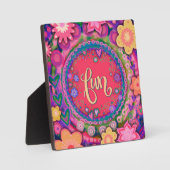 Spaß Hübsch rosa florale Whimsical Inspiration Fotoplatte (Vorderseite)