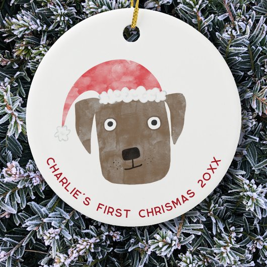 Spaß Hund Erste Weihnachten Personalisiert Keramik Ornament