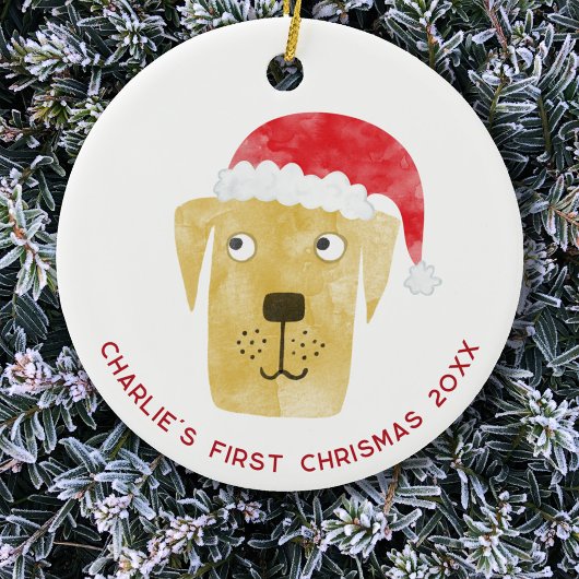 Spaß Hund Erste Weihnachten Personalisiert Keramik Ornament