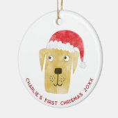 Spaß Hund Erste Weihnachten Personalisiert Keramik Ornament (Links)