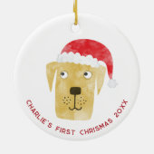 Spaß Hund Erste Weihnachten Personalisiert Keramik Ornament (Hinten)