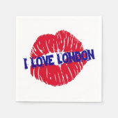 Spaß "I Liebe London" U-Bahn-Schild "Roter Lippens Serviette (Vorderseite)