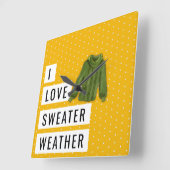 Spaß I LIEBE SWEATER WEATHER Typografie Polka Dots Quadratische Wanduhr (Winkel)