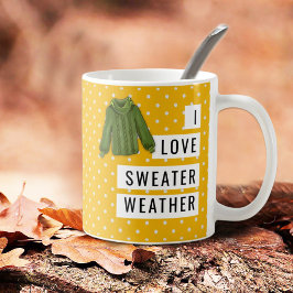 Spaß I Liebe Sweater Weather White Polka Dots Gold Kaffeetasse