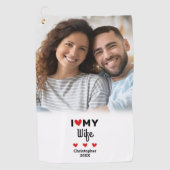 Spaß ich Herz Liebe meine Ehefrau Foto Golfer Mode Golfhandtuch (Vorderseite)