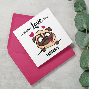 Spaß Ich Pugge Liebe Dich Valentins-Holiday-Karte Feiertagskarte