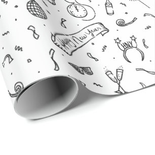 Spaß, illustrierte Motive aus neuen Jahren Geschenkpapier