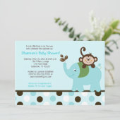 Spaß im Dschungel Elefant Einladung - Blauer Punkt (Stehend Vorderseite)