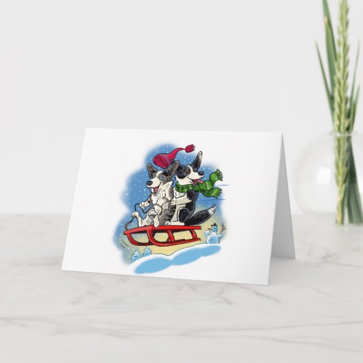 Spaß im Schnee Feiertagskarte (Vorderseite)