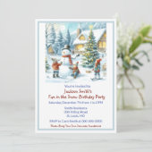 Spaß im Schnee-Kindergeburtstag Einladung (Stehend Vorderseite)