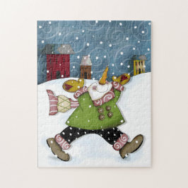 Spaß im Schnee-Schneemann-Puzzlespiel Puzzle