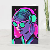 Spaß im Sommer | AI Art Women in Headphones Karte (Vorderseite)