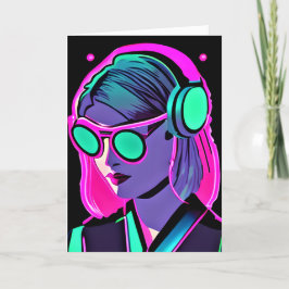Spaß im Sommer | AI Art Women in Headphones Karte