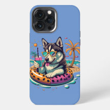 Spaß im Sommer mit süßem, coolen Husky-Hund im Poo