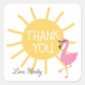 Spaß im Sun Beach Animal Flamingo Vielen Dank Quadratischer Aufkleber (Vorderseite)