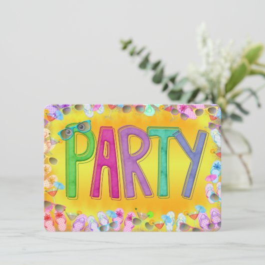 Spaß im Sun-Party Einladung (Stehend Vorderseite)