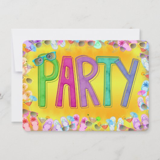 Spaß im Sun-Party Einladung (Vorderseite)