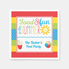 Spaß im Sun Pool Party Niedlicher Sommer Serviette