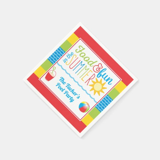 Spaß im Sun Pool Party Niedlicher Sommer Serviette (Ecke)