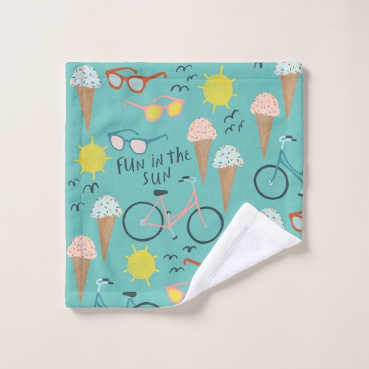 SPASS IM SUN Summer Beach Urlaub Eis Creme Badhandtuch Set (Waschlappen)