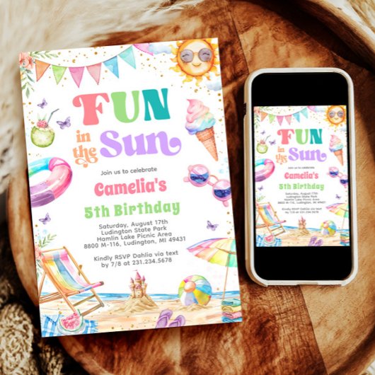 Spaß im Sun Summer Birthday Beach Party Einladung