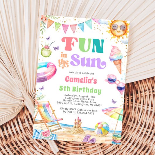 Spaß im Sun Summer Birthday Beach Party Einladung