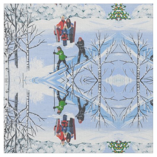 Spaß im Weihnachtsschnee Stoff (Nahaufnahme)