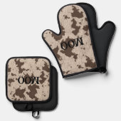 Spaß Imitate Kuh Druckcreme und braun Ofenhandschuh & Topflappen-Set (Vorderseite/Rückseite)