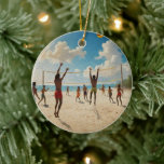 Spaß in der Farbe Sun Beach Volleyball Oil, Keramik Ornament<br><div class="desc">In einem Ölgemälde entworfen, spielt eine Gruppe von Freunden Beach Volleyball am Sandstrand.</div>