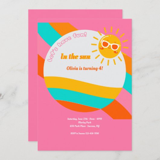 Spaß in der Sonne Einladung (Vorne/Hinten)
