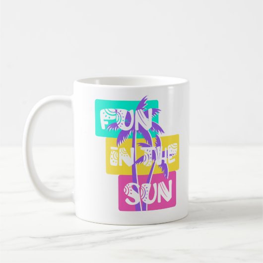 Spaß in der Sonne - farbenfrohe Sommerpalme Kaffeetasse (Links)