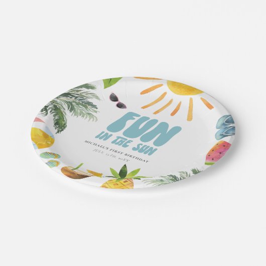 Spaß in der Sonne Pappteller (Schrägansicht)